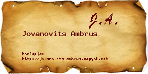 Jovanovits Ambrus névjegykártya