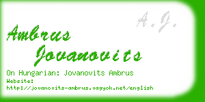 ambrus jovanovits business card